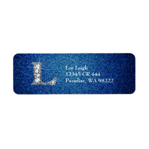 L Imitate Diamond auf Denim Rücksendeadresse-Label
