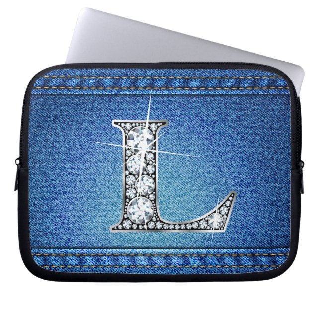 L Imitate "Diamond" Denim Stitching Electronics Ba Laptopschutzhülle (Vorderseite)