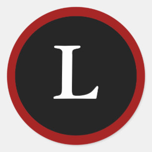 L: Initial L Letter L Red, White & Black Aufkleber