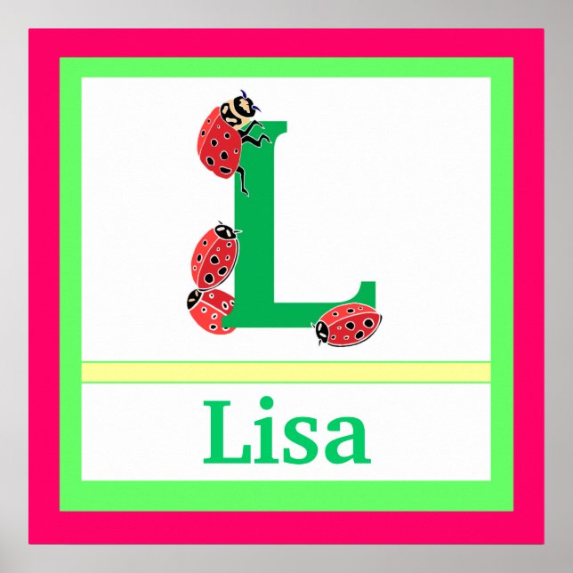 L is for Ladybug and Girl Name Wall Art for Kids Poster (Vorne)