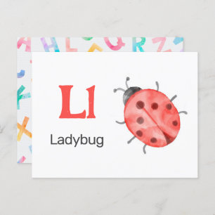 L ist für Ladybug - Alphabet Flash Card Postkarte