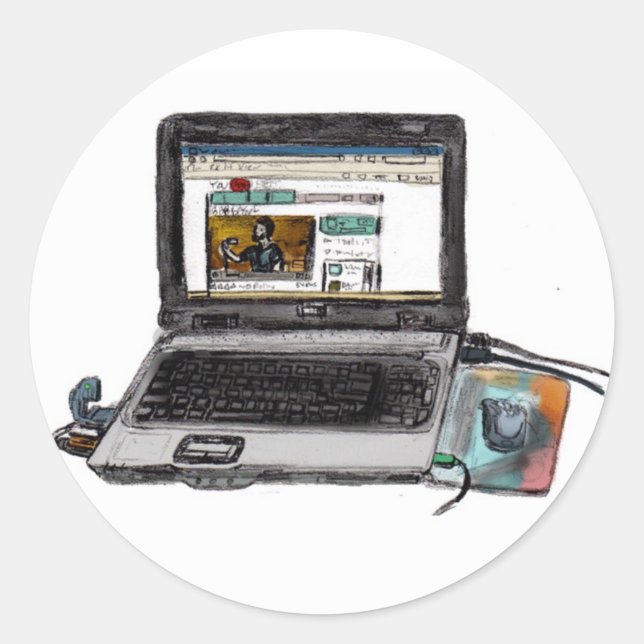 L ist für Laptop Runder Aufkleber (Vorderseite)