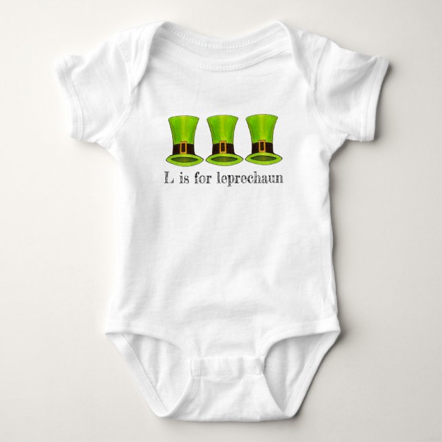 L ist für Leprechaun Green Tophat St. Patrick's Da Baby Strampler (Vorderseite)
