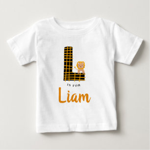 L ist für Liam (oder Ihren CUSTOM L-Namen) Lion Ds Baby T-shirt