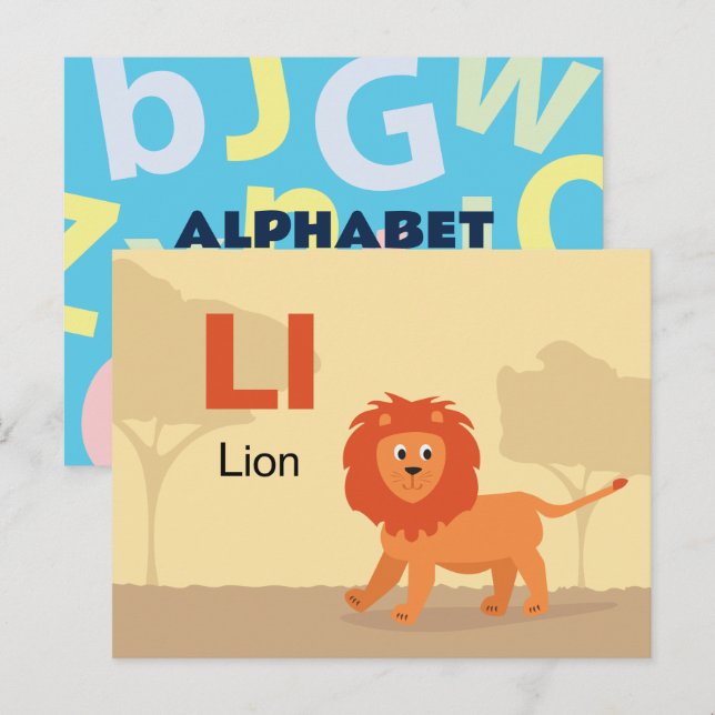 L ist für Lion - Alphabet Flash Card Postkarte (Vorne/Hinten)