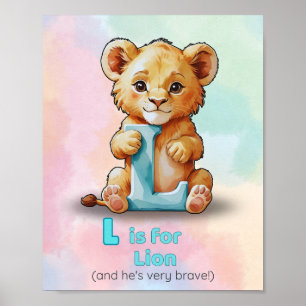 L ist für Löwe – Alphabetdruck für den Kindergarte Poster