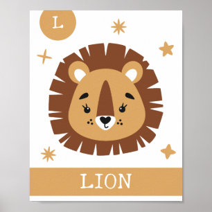 L ist für Löwen, Kinderzimmer, Schlafzimmer, Kinde Poster