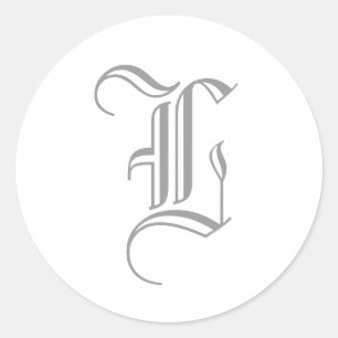 L Letter Monogram Sticker Grau Altes Englisch