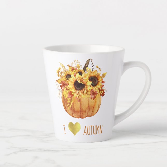 l Liebe Herbst Wasserfarbe Sonnenblumen Pumpen Milchtasse (Rechts)