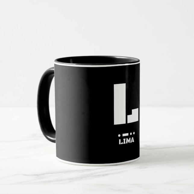 L(Lima) NATO Phonetic Alphabet & Morse Code Tasse (Vorderseite Links)
