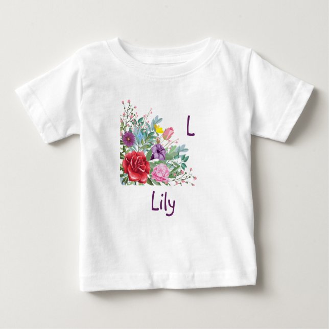L Limitierte Personalisierung von Buchstabennamen, Baby T-shirt (Vorderseite)