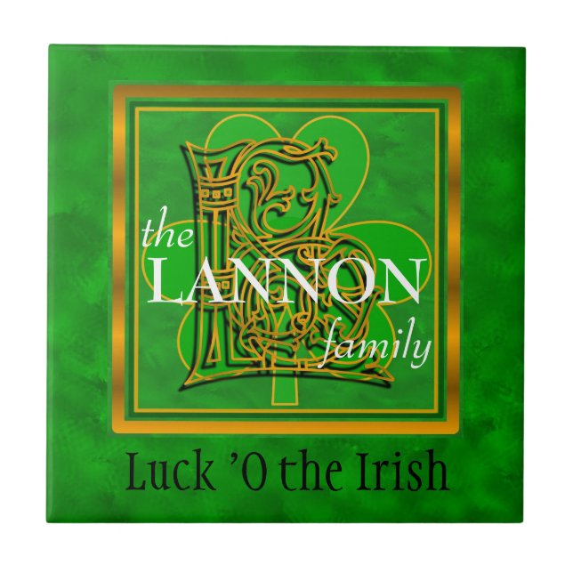 L "Luck of the Irish" Family Custom Monogram Tile Fliese (Vorderseite)