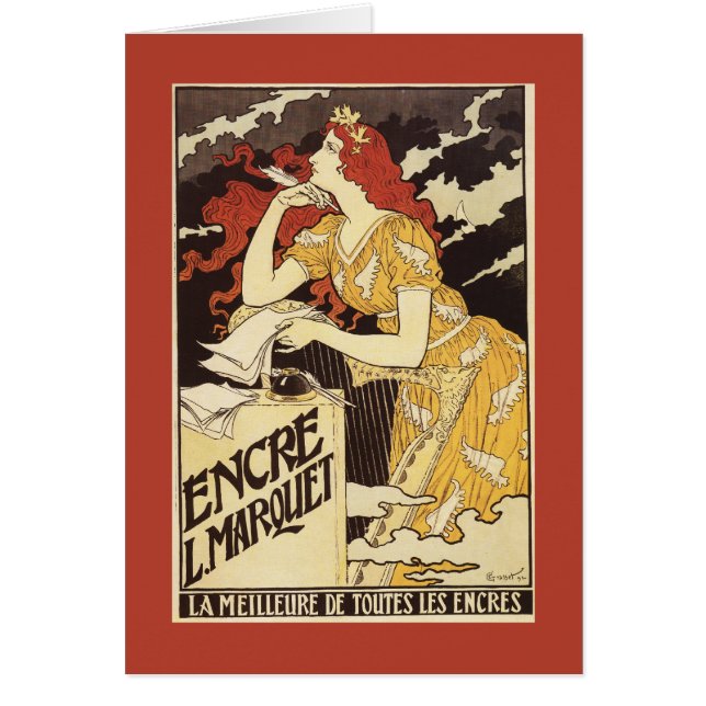 L. Marquet Ink Red-Headed Woman & Harp (Vorne)