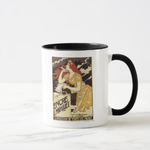 L. Marquet Ink Red-Headed Woman & Harp Tasse