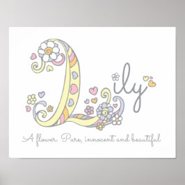 L monogram art Lily Girls name Bedeutung Plakat