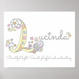 L monogram art Lucinda girls name meint poster
