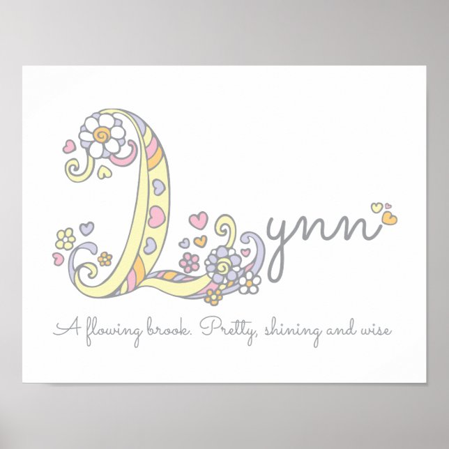 L monogram art Lynn Girls name Bedeutung Plakat (Vorne)