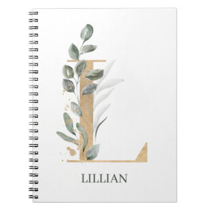 L Monogram Floral Personalisiertes Notebook Notizblock