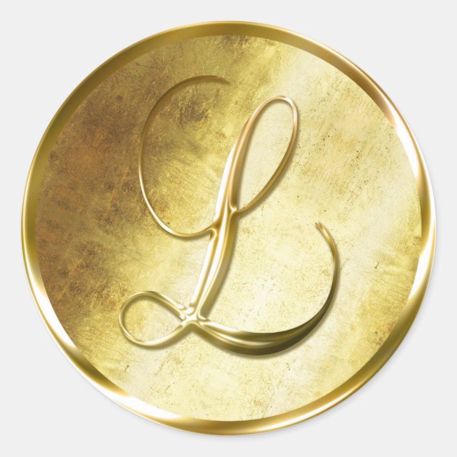 L Monogram Imitate Gold Umschlag Aufkleber Sticker (Vorderseite)