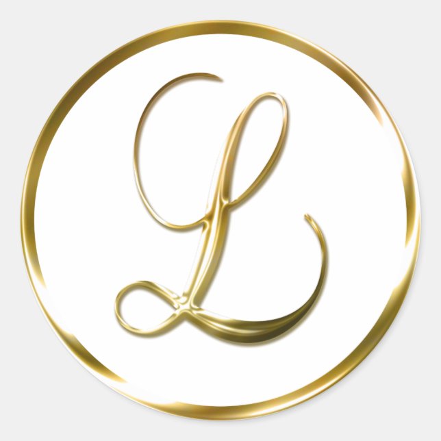 L Monogram Imitate Gold Umschlag oder Günstige Sie Runder Aufkleber (Vorderseite)
