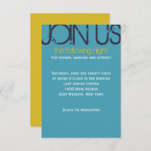 L Monogram, Initial Bar Bat Mitzvah Party Card Einladung