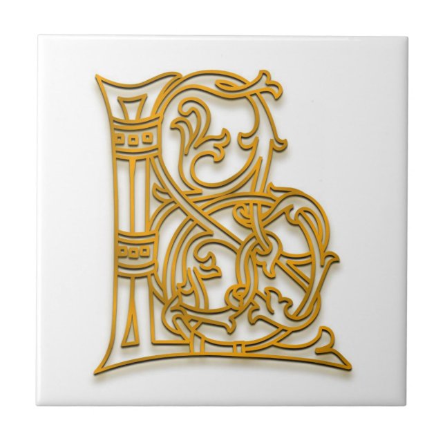 L Monogram "Irish Gold" Keramik Tile Fliese (Vorderseite)