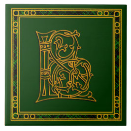 L Monogram "Irish Gold on Green" Keramik Tiles Fliese