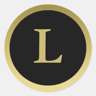 L: Monogram L Elegant Gold and Black Stickers