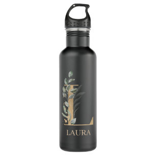 L Monogramm Floral Personalisiert Edelstahlflasche