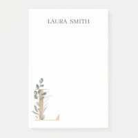 L Monogramm florale Personalisierte Postit-Hinweis