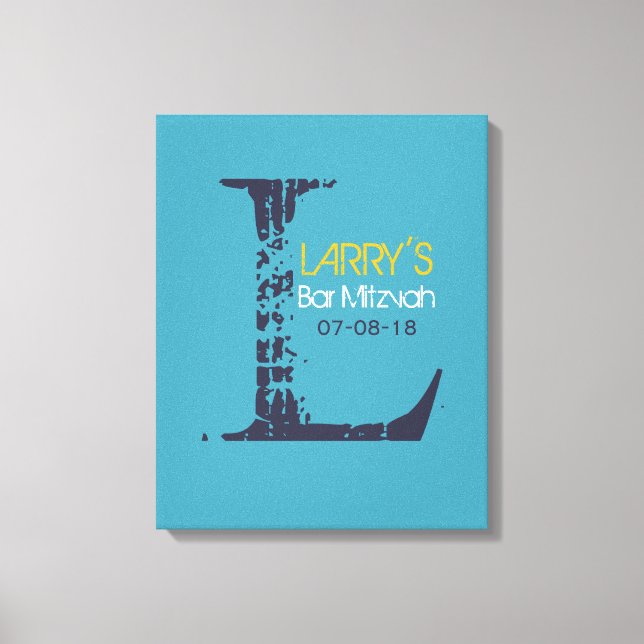L Monogramm Initial Bar Bat Mitzvah Sign-In Board Leinwanddruck (Vorderseite)