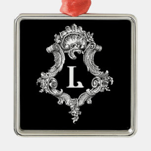 L Monogramm Initiale Silbernes Ornament
