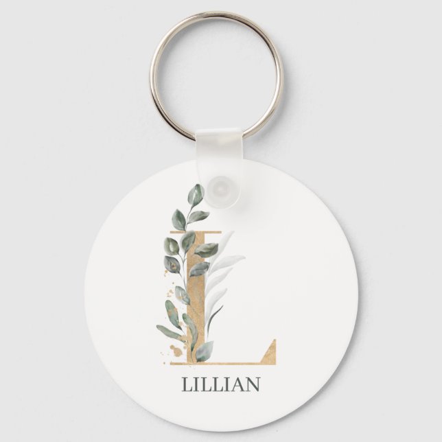 L Monogramm Personalisierter Schlüsselanhänger (Vorderseite)