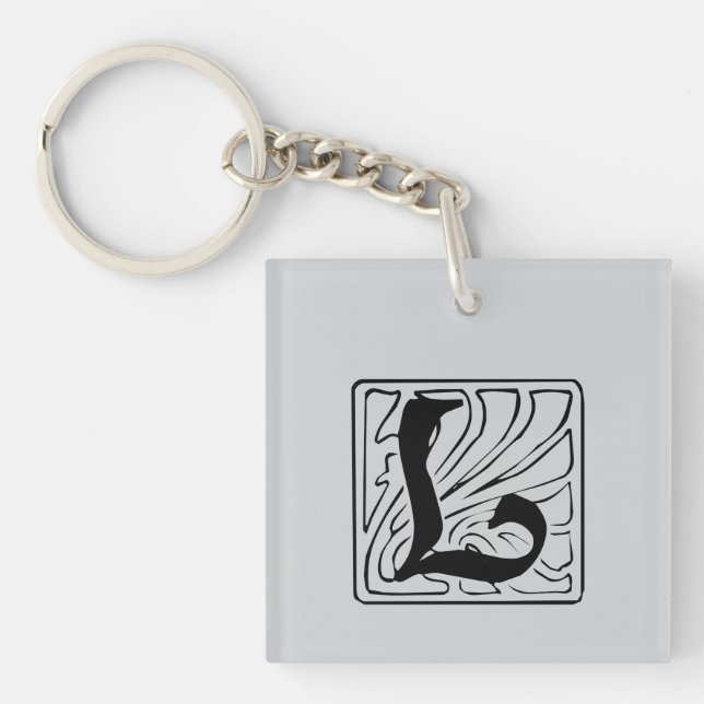 L Monogramm schwarz Schlüsselanhänger (Vorderseite)