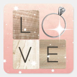 L-o-v-e Tiles Quadratischer Aufkleber