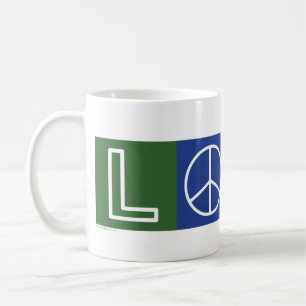 L-O-V-E - Zeichen für Herz und Frieden Tasse