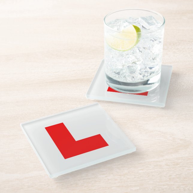 L-Plate Learner Driver / Bachelorette Hen Night Glasuntersetzer (Schrägansicht)