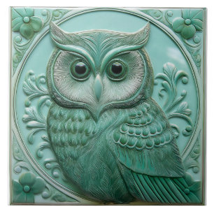 L Salbeigrüner künstlicher Relief Art Nouveau Uhu Fliese
