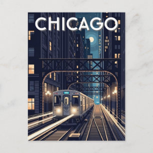 L Train Chicago Illinois Reise Postkarte