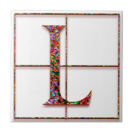 L Trajanus Red Custom Monogram Tile Fliese