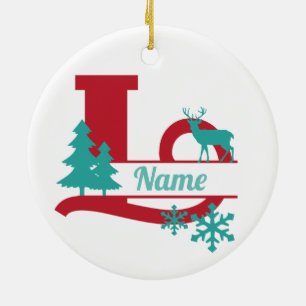 L ursprüngliche Monogram Christmas Holiday Tree Or Keramik Ornament