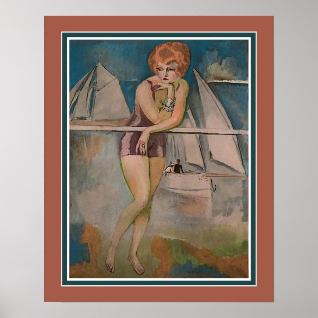 La Baigneuse, Deauville ca 1920 Poster (Vorne)
