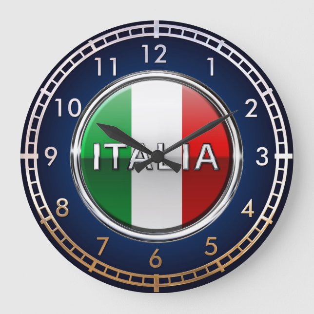 La Bandiera - die italienische Flagge Große Wanduhr (Vorderseite)