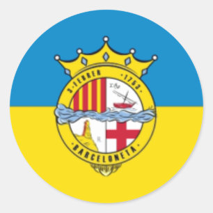 La Barceloneta (Flagge, Stadtviertel von Barcelona Runder Aufkleber