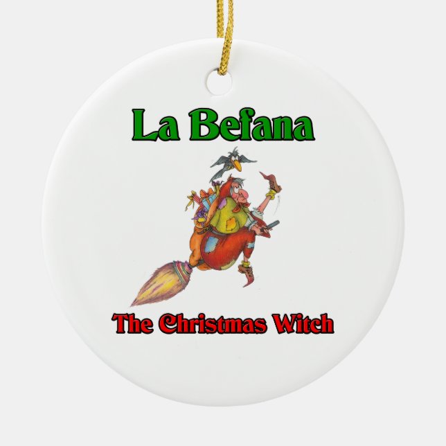 La Befana die Weihnachtshexe. Keramikornament (Vorne)