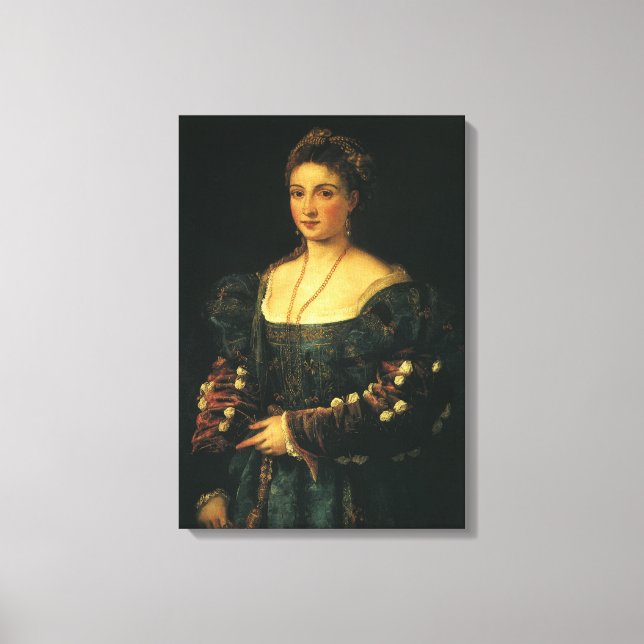 La Bella, Herzogin von Urbino von Tizian Leinwanddruck (Vorderseite)