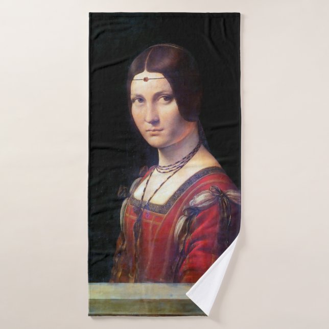 La Belle Ferronniere, Leonardo da Vinci Badehandtuch (Badehandtuch)