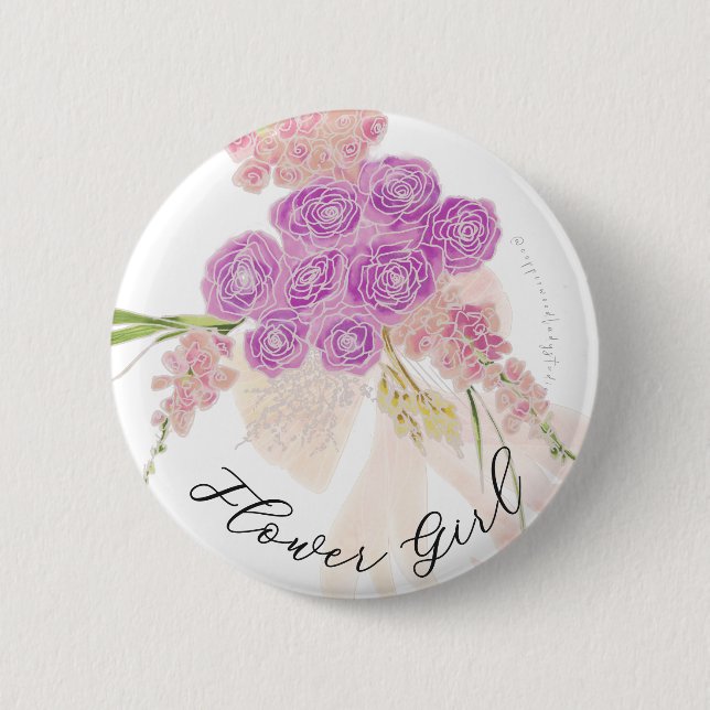 La Boca Rosa Blumenmädchen mit Blumenbouquet  Button (Vorderseite)