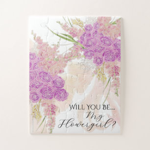 La Boca Rosa Blush-Blumenmädchen-Bogen und Bouquet Puzzle