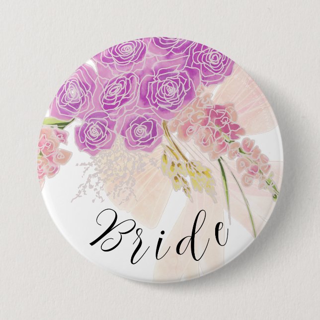 La Boca Rosa blush sheer bow and bouquet Brides Button (Vorderseite)